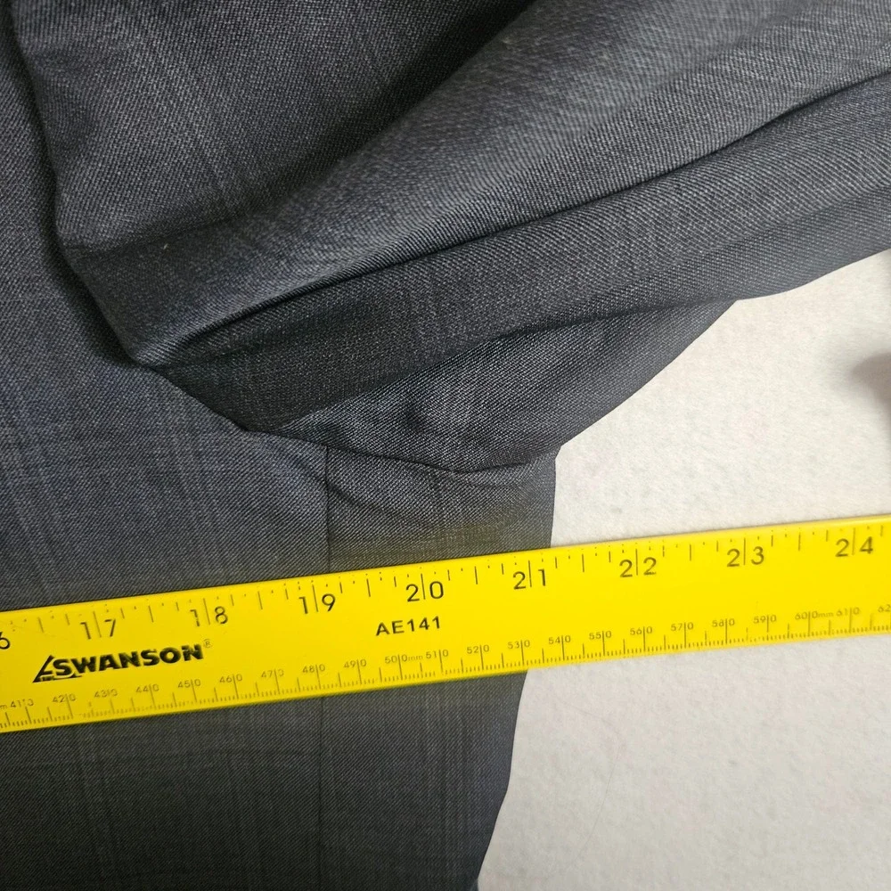 Tollegno 1900 Mens 40R Blazer Super 100s Wool Charcoal Grey Plaid Sport Coat USA